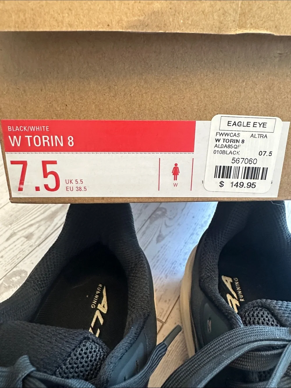 Altra Torin 8 Women’s size 7.5 Black White Running Walking Shoes